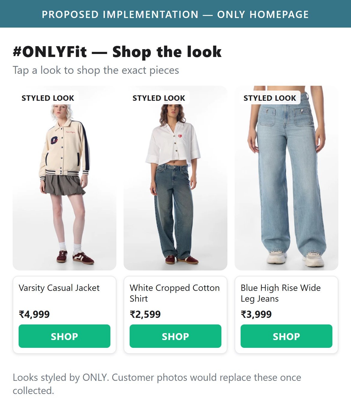 Proposed Implementation — ONLY Mobile Homepage
